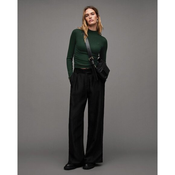 ALLSAINTS Rina Long Sleeve Roll Neck Tee in Sycamore Green Small New Womens Top - Picture 16 of 16
